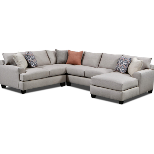 Emerson Sectional Sofa w/ Left Facing Chaise in Hemp Grey Chenille Fabric